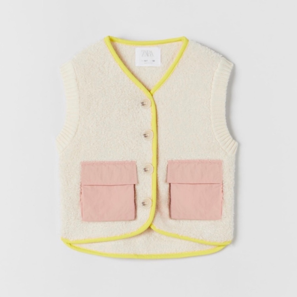 Zara Girls Cream Boucle Vest Size 13-14
